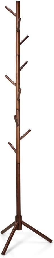 Trendy Meije Kapstok Staande kapstok Hout Kapstok Staand Garderoberek 9 Haken 180 cm Bruin
