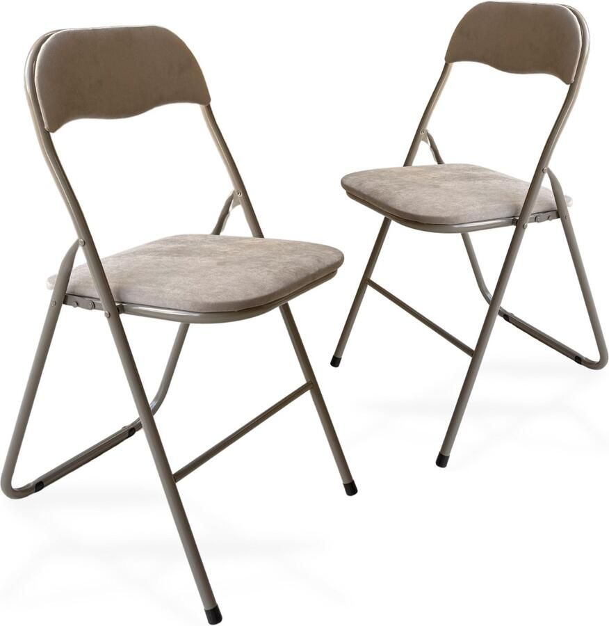 Trendy Meije Nova Klapstoelen Set van 2 Vouwstoelen Fluweel Eettafelstoelen Opklapbare Stoelen 80x44x47 CM Stoelen Velvet Taupe