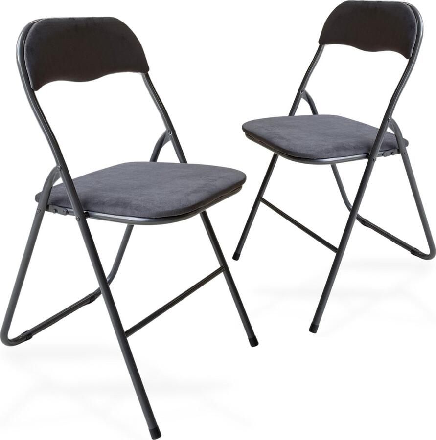 Trendy Meije Nova Klapstoelen Set van 2 Vouwstoelen Fluweel Eettafelstoelen Opklapbare Stoelen 80x44x47 CM Stoelen Velvet Grijs