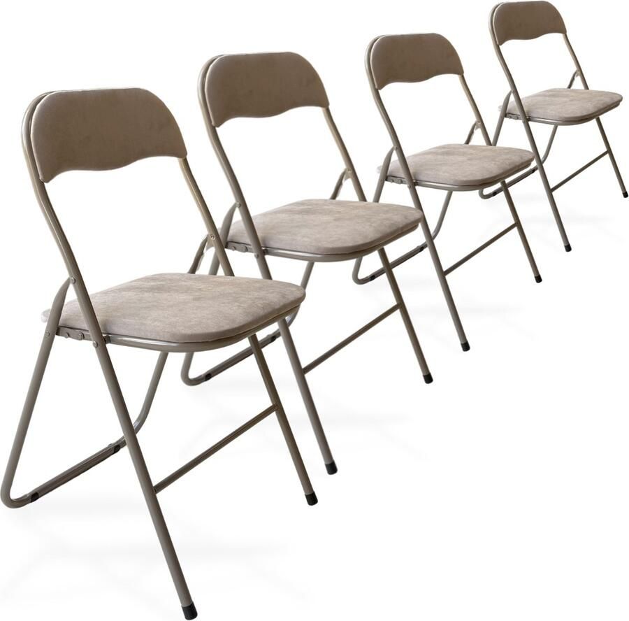 Trendy Meije Nova Klapstoelen Set van 4 Vouwstoelen Fluweel Eettafelstoelen Opklapbare Stoelen 80x44x47 CM Stoelen Velvet Taupe