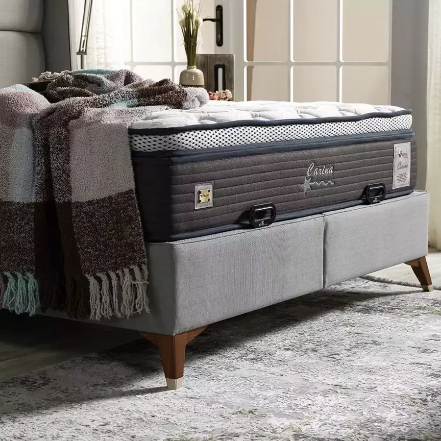 Trendybedding Boxspring inclusief opbergruimte Carina Grijs 160x200cm