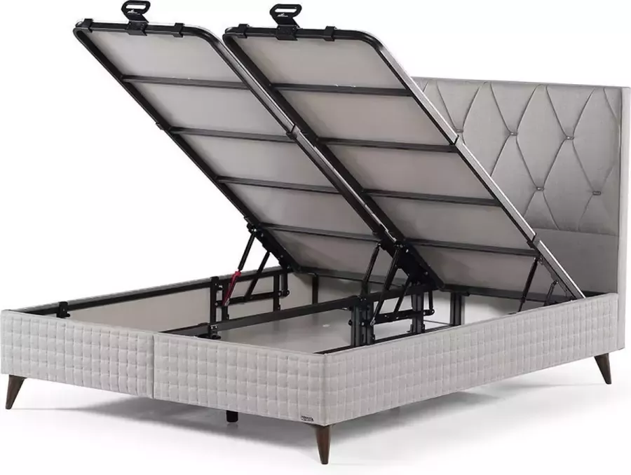 Trendybedding Compleet boxspring met opbergruimte Samoa grijs 90x200cm