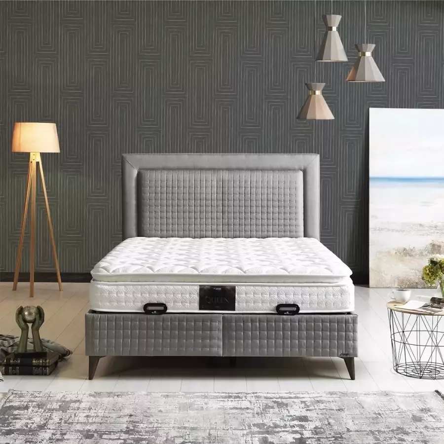 Trendybedding Compleet Boxspring met opbergruimte Viva Grijs 180x200cm