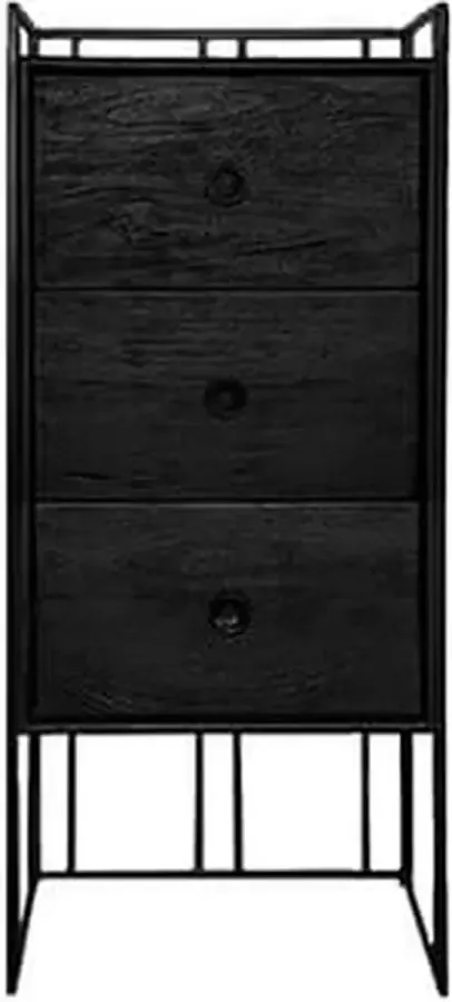 Trendybywave Ladenkast zwart hout 3 laden decoratief trendy H102cm