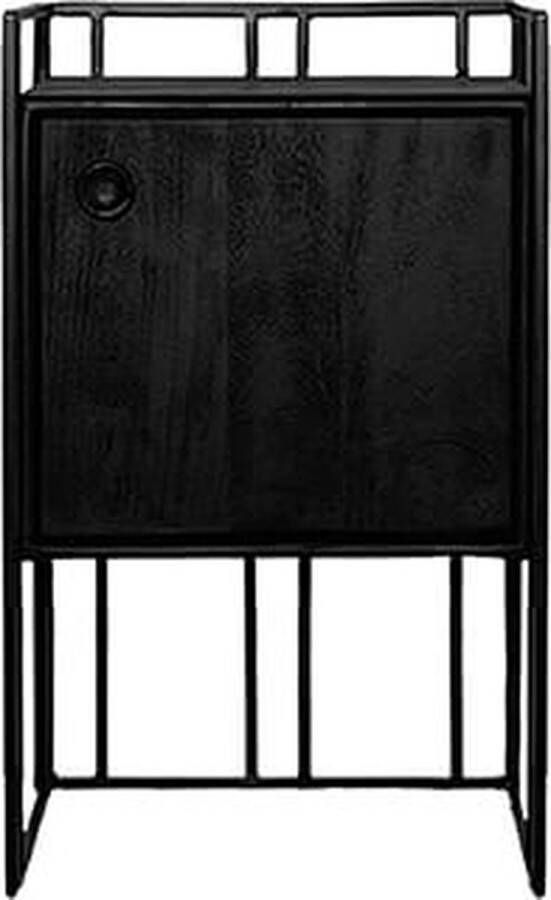 Trendybywave Nachtkast zwart hout stoer decoratief trendy H57cm By Mooss