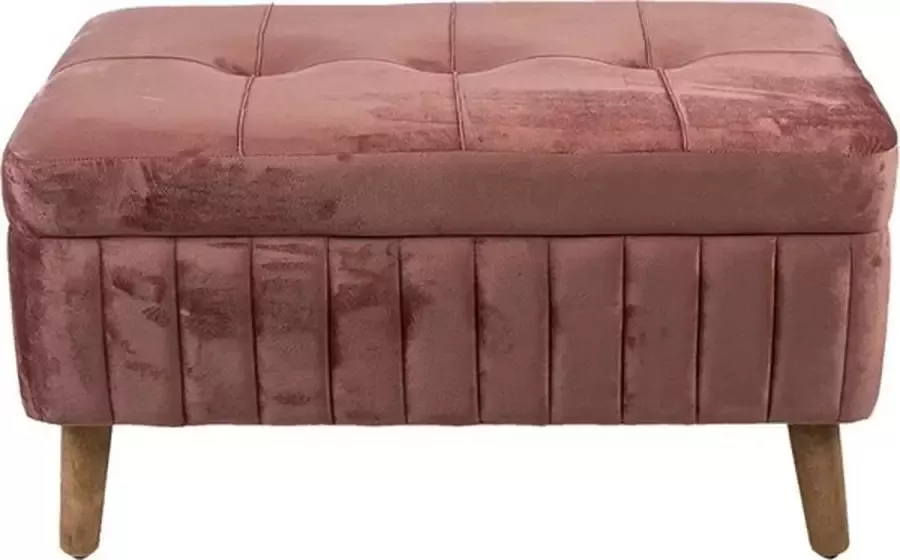 Trendybywave Poef 72*36*40 cm Roze Hout textiel Rechthoek Hocker Voetenbankje