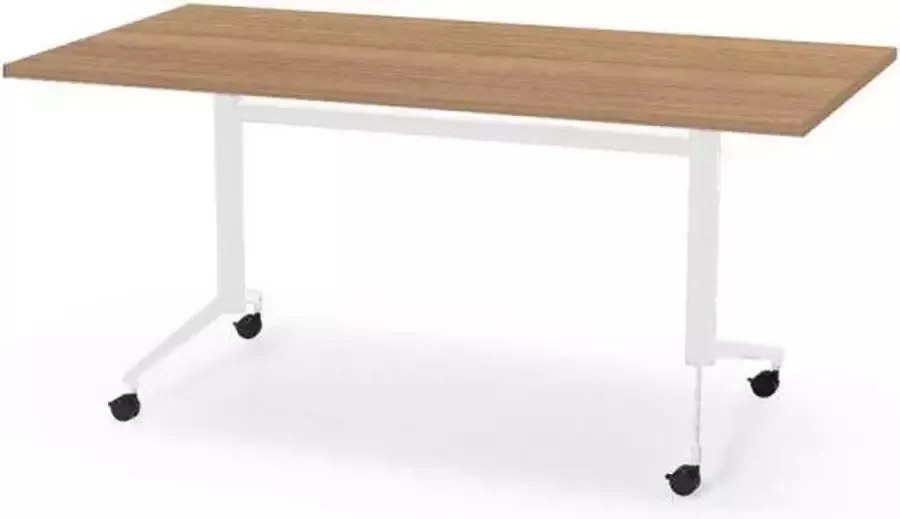 Professionele Klaptafel inklapbare tafel vergadertafel 180 x 80 cm blad havana wit onderstel eenvoudig zelf te monteren voor kantoor
