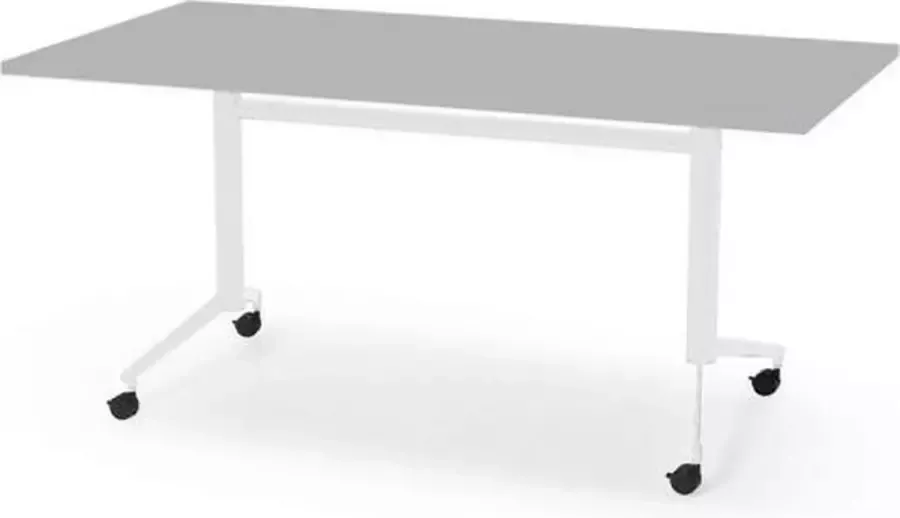 Professionele Klaptafel inklapbare tafel vergadertafel 180 x 80 cm blad lichtgrijs wit onderstel eenvoudig zelf te monteren voor kantoor