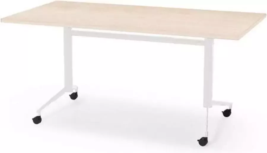Professionele Klaptafel inklapbare tafel vergadertafel 180 x 80 cm blad wildperen wit onderstel eenvoudig zelf te monteren voor kantoor