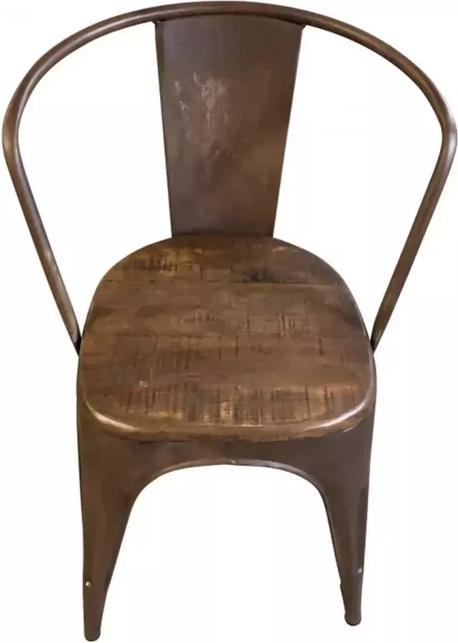 By Varios Retro stoel eetkamerstoel houten zitting H80 Antiek bruin