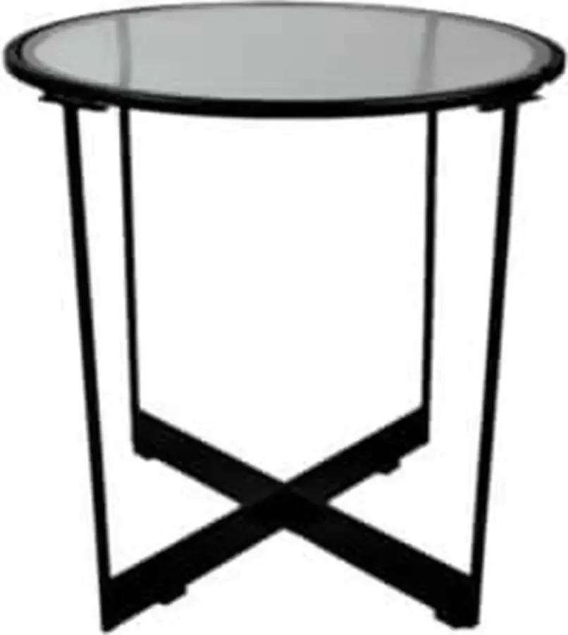 By Mooss Tafel bijzettafel veiligheidsglas metaal onderstel 50 cm rond H51cm