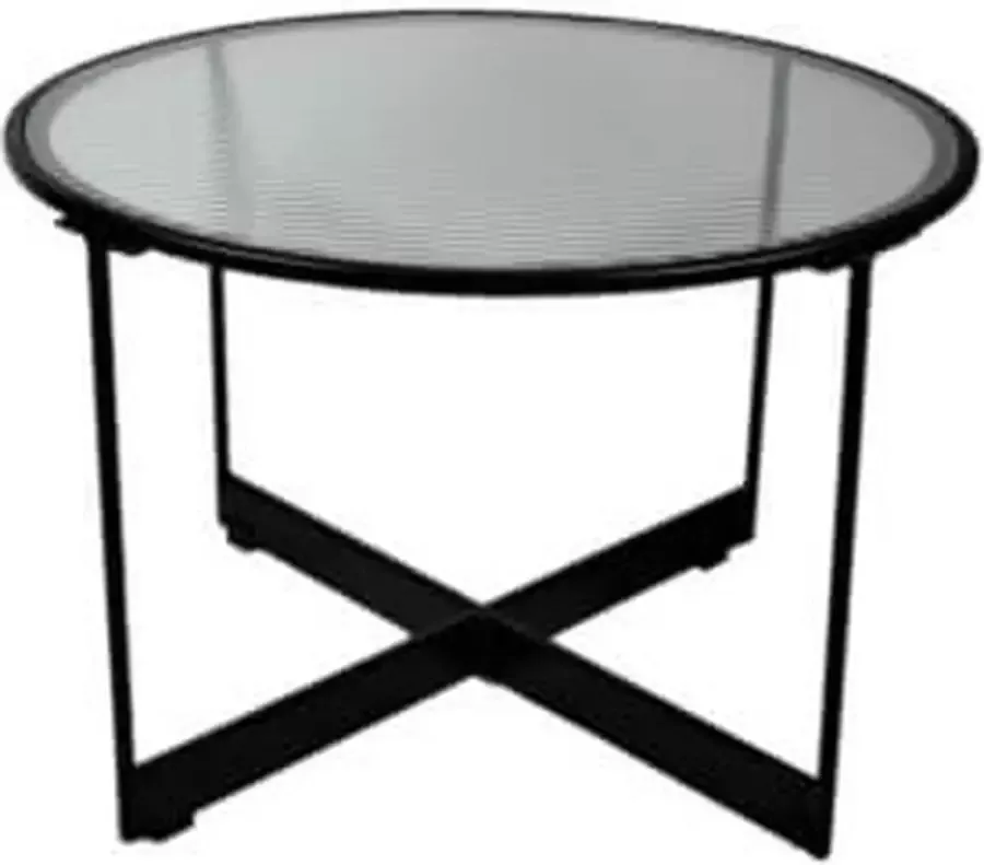 By Mooss Tafel bijzettafel veiligheidsglas metaal onderstel 60 cm rond H41cm