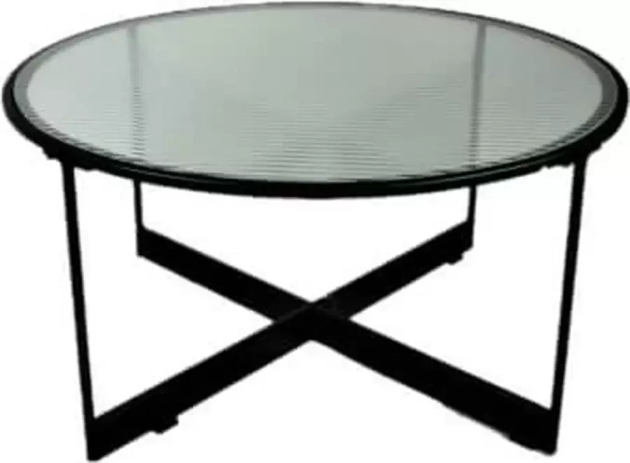 by Mooss Tafel bijzettafel veiligheidsglas metaal onderstel 70 cm rond H35cm