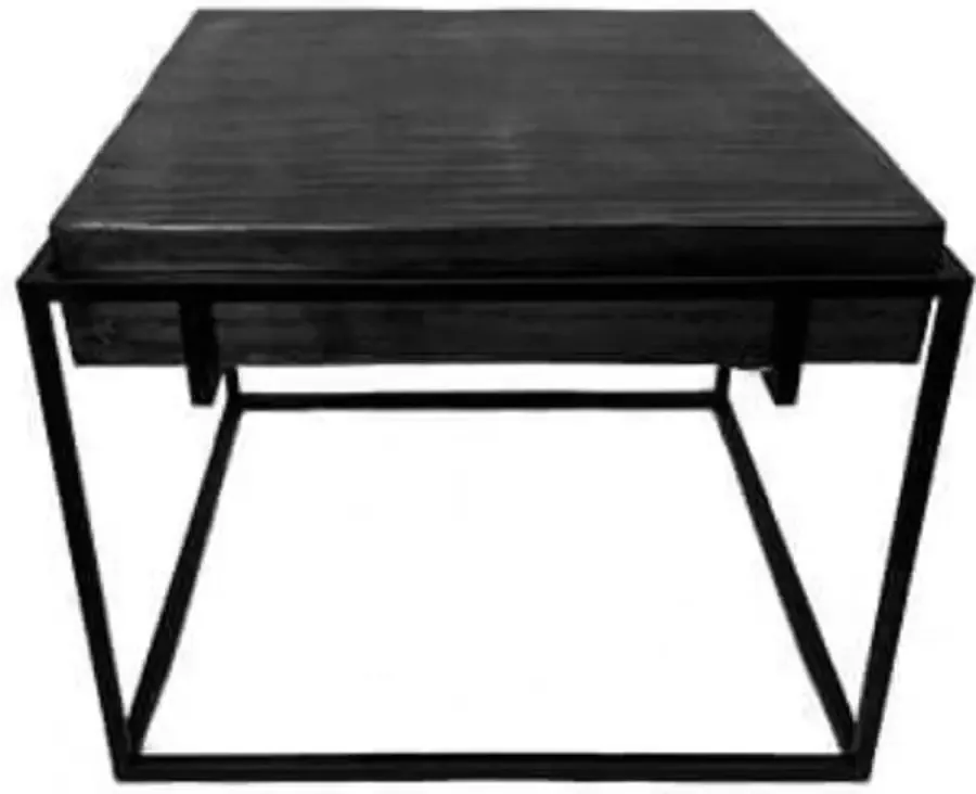 Trendybywave Tafel bijzettafel vierkant zwarte tafel tinachtig blad 61 x 61 cm