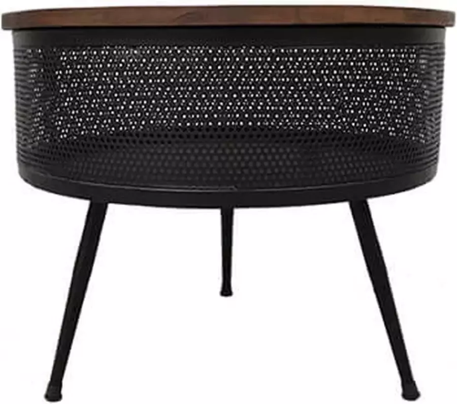 By Mooss Tafel ronde salontafel opbergruimte houten blad metalen tafel trendy H60cm