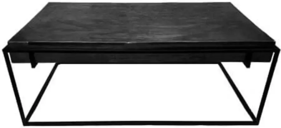 Trendybywave Tafel salontafel rechthoekige tafel robuust zwart tinachtig blad 123 x 68 cm