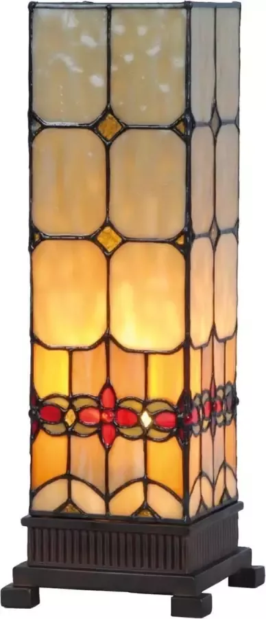 Trendybywave Tiffany tafellamp bureaulamp glas rechthoek 12x12x35 cm