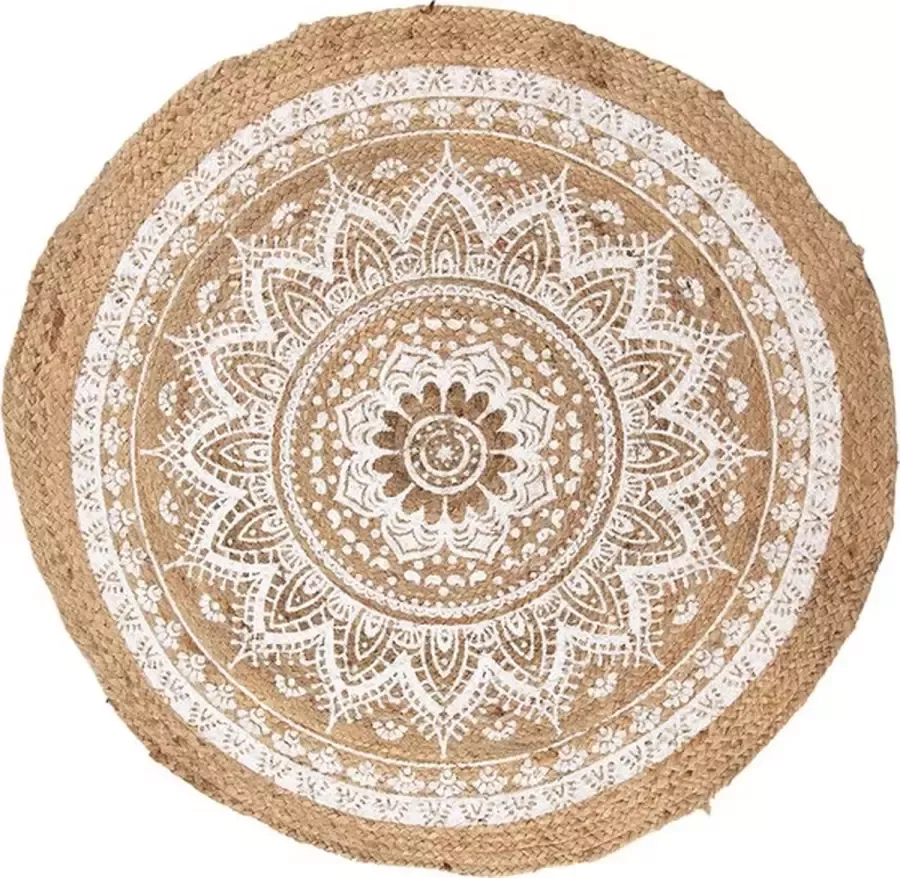 Vloerkleed Ø 100 cm Bruin Jute Tapijt Wandkleed Wandtapijt