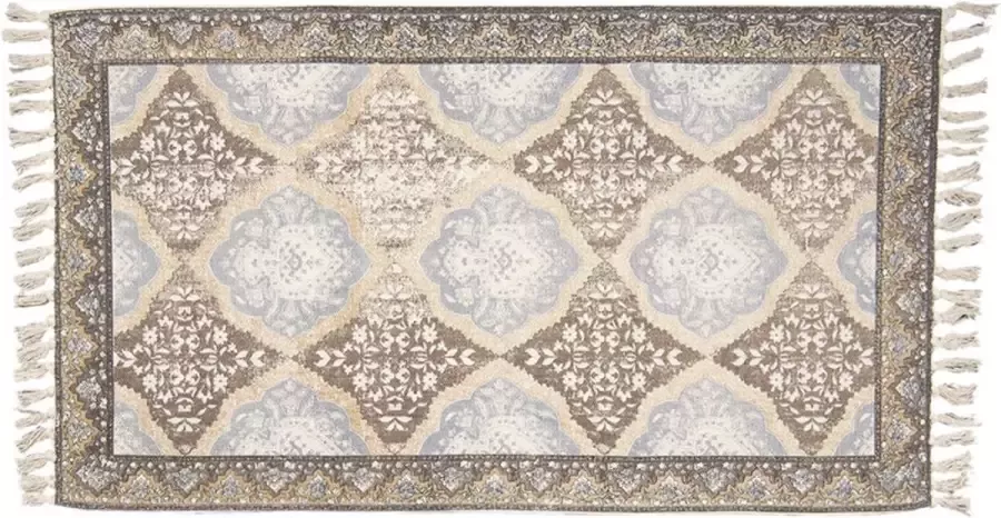 Vloerkleed 140*200 cm Blauw Grijs Beige Katoen Rechthoek Tapijt Wandkleed Wandtapijt