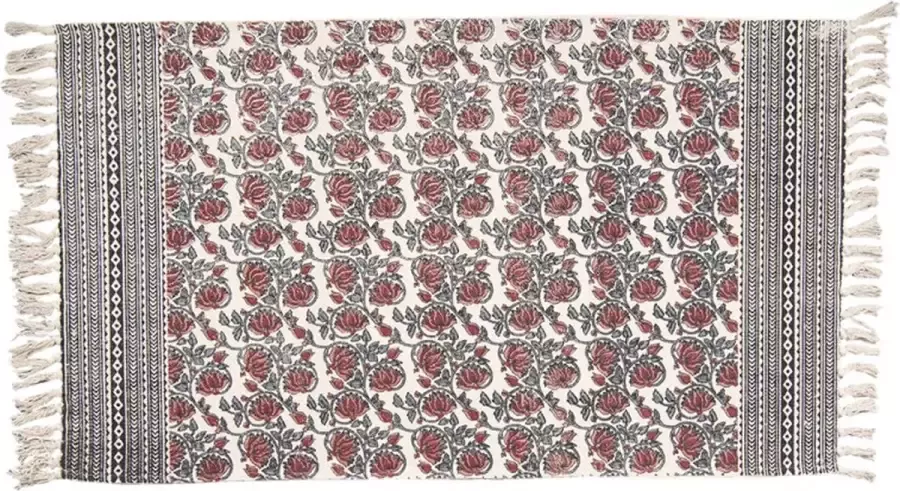 Trendybywave Vloerkleed 70*120 cm Rood Wit Katoen Rechthoek Tapijt Wandkleed Wandtapijt