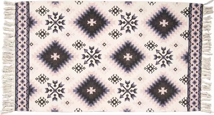 Trendybywave Vloerkleed 70*120 cm Wit Zwart Katoen Rechthoek Tapijt Wandkleed Wandtapijt