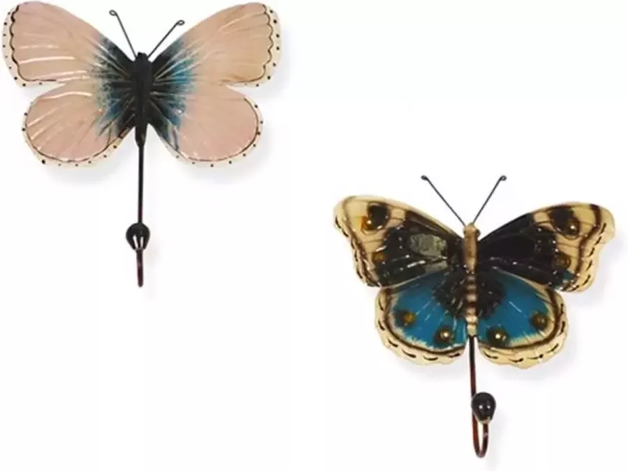 Trendybywave Wandhaken Vlinder kapstok haak Set van 2 7 cm hoog