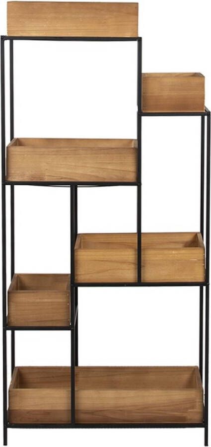 Trendybywave Wandrek 55x21x114 cm Bruin Hout Ijzer Wandplank Wandschap