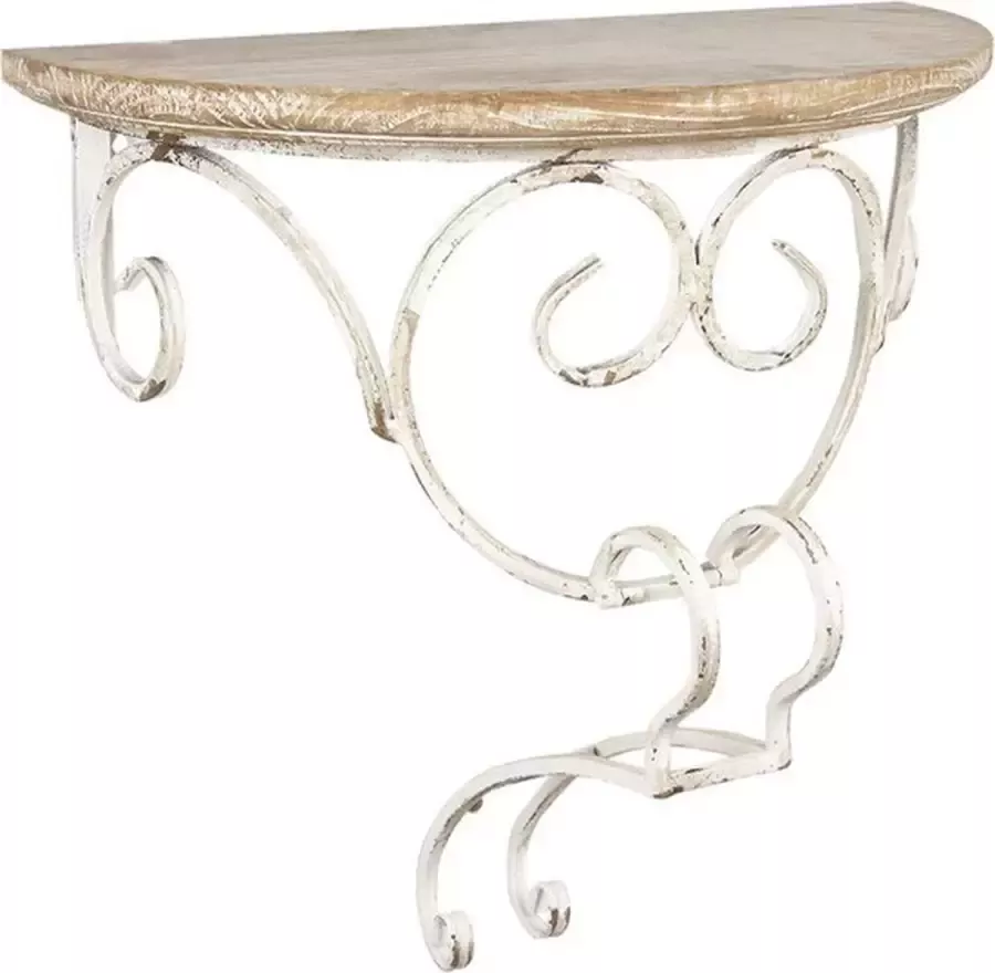 Trendybywave Wandrek 58*29*55 cm Bruin Hout Ijzer HalfRond Wandplank Wandschap