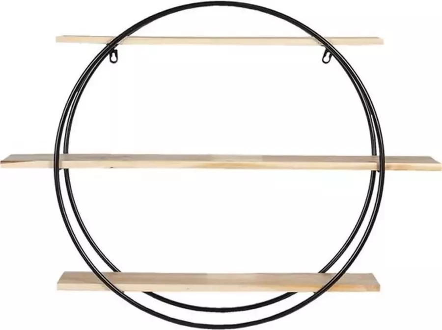 Trendybywave Wandrek 80*16*60 cm Zwart Ijzer Hout Rond Muurrek Opbergkast Hangkast