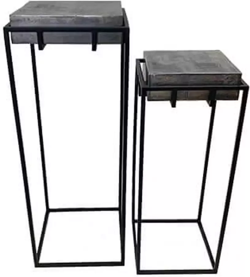 By Mooss Wandtafel Wandtafels set van 2 sidetable robuust metalen frame H89cm