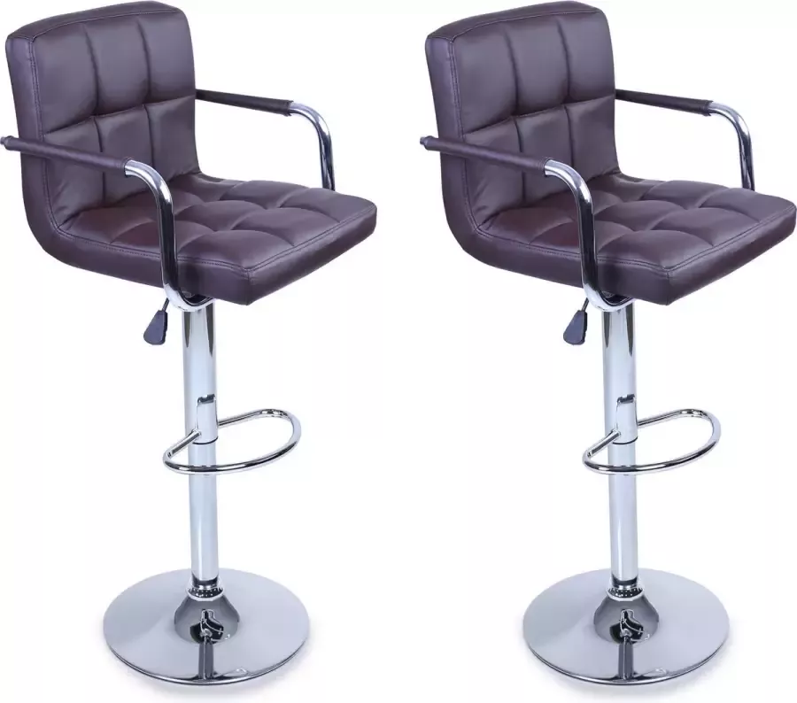 Tresko -Barkruk set van 2-bruin- bar stoel- aanrecht kruk- keukenkruk- lounge stoel - Foto 2