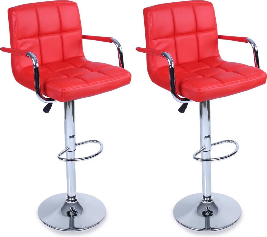 Tresko -Barkruk set van 2-rood- bar stoel- aanrecht kruk- keukenkruk- lounge stoel - Foto 2