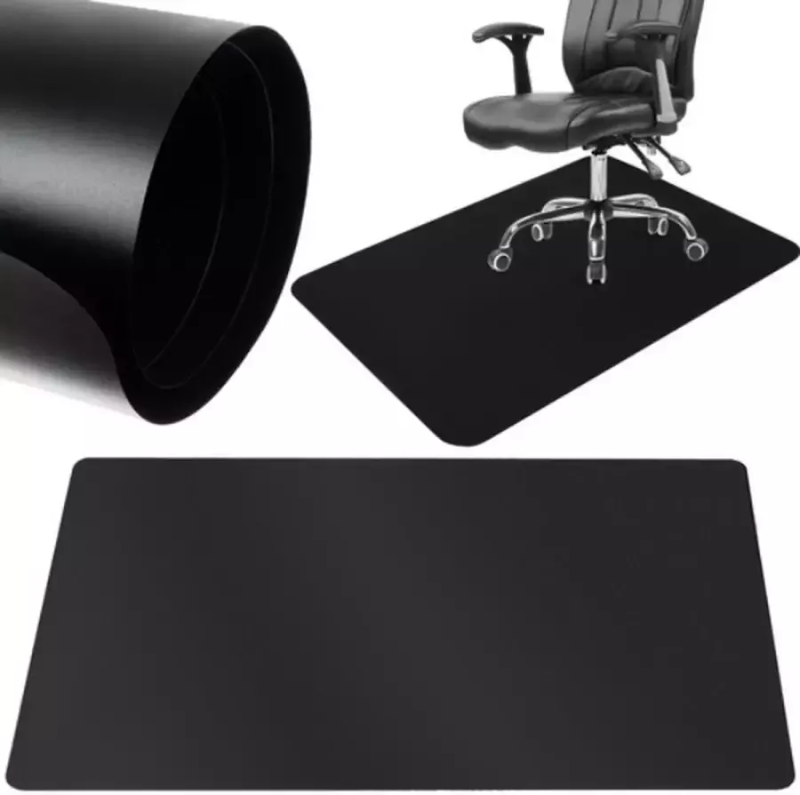 T.R.Goods T.R. Goods Bureaustoelmat Zwart PVC Vloermat bureaustoel Vloerbeschermer Beschermt harde vloeren 90x130cm Zwart