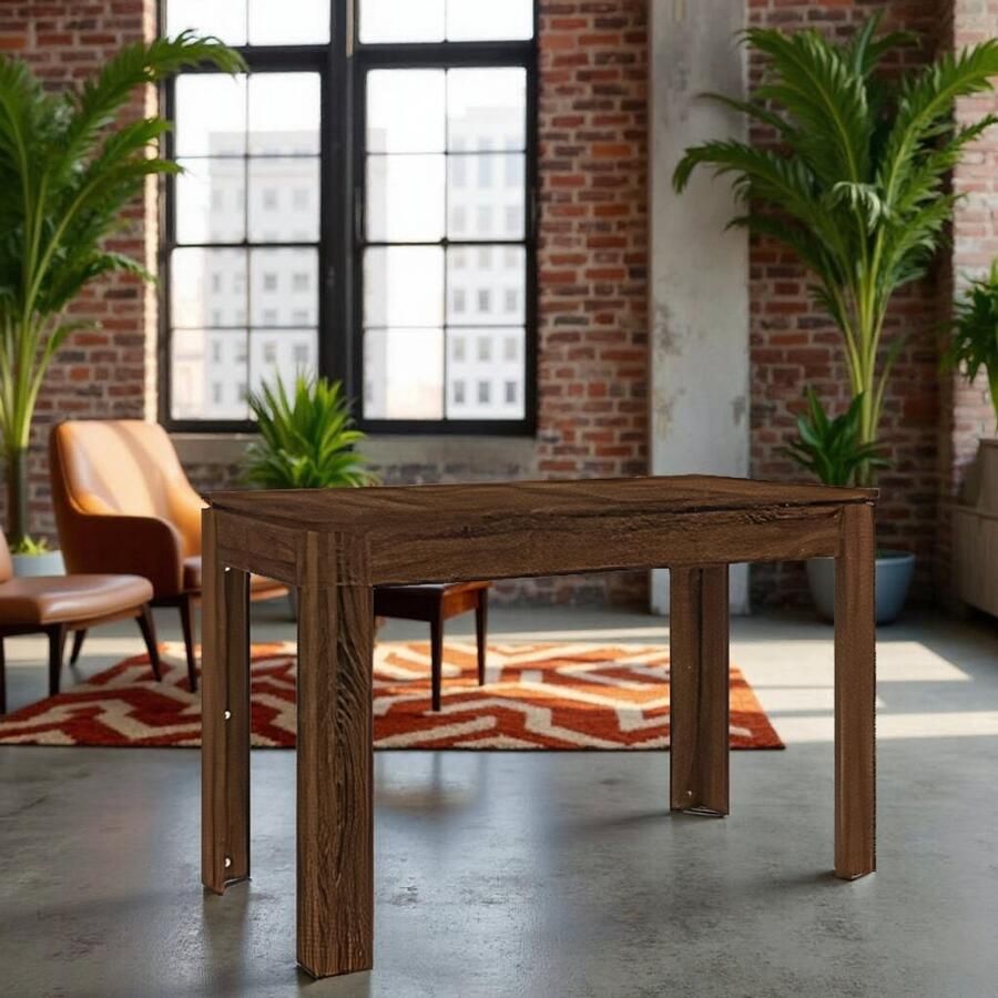 Tribe Eettafel 120x60x76 cm – Rechthoekige Keukentafel & Woonkamertafel – Stevig Bewerkt Hout in Bruin Eiken – Modern & Duurzaam –