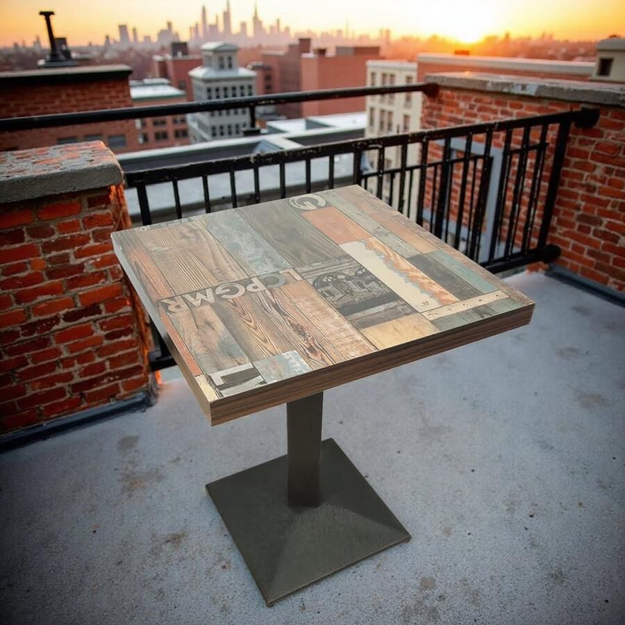 Tribe Eettafel 60x60x75 cm – Industriële Keukentafel met IJzeren Frame & MDF Hout – Vierkante Eetkamertafel voor 2-4 Personen – Vintage Design –