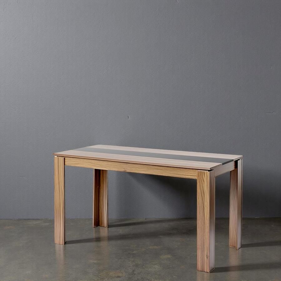 Tribe Eettafel Houtlook Walnoot Zwart – Grote Keukentafel 6 Personen – 140 x 70 x 75 cm – Scandinavisch Design – Duurzaam & Stijlvol –