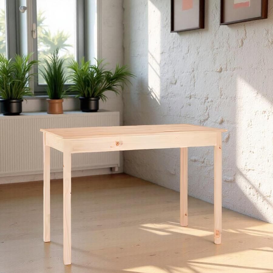 Tribe Eettafel Massief Grenenhout 110x55x75 cm – Rechthoekige Keukentafel & Woonkamertafel – Klassieke Houten Tafel voor 2 Personen – Multifunctionele Kleine Eettafel –