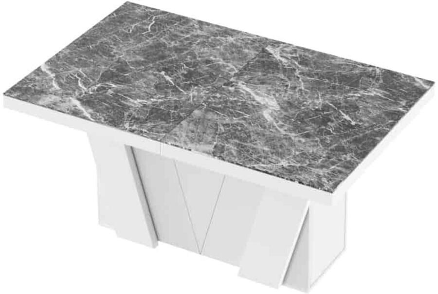 Tribe Eettafel – Uitschuifbaar tot 468 cm – Marmer Wit Tafelblad – Modern & Luxe Design – Geschikt voor 12 Personen