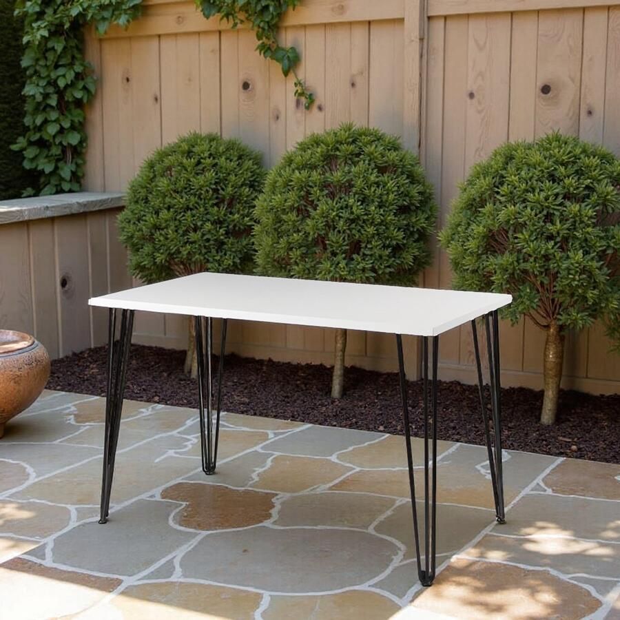 Tribe Eettafel Wit Hoogglans Industrieel Design – Krasbestendig Tafelblad met Metalen Frame – Moderne Woonkamer & Eetkamer Tafel – 140x80x74 cm – Made in Germany –