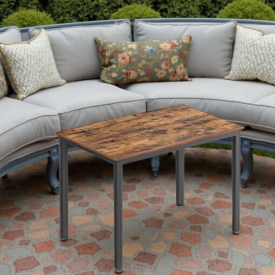 Tribe Industrieel Eettafel 4 Personen – Keukentafel 110x70x77 cm – Vintage Bruin Zwart – Stevig & Ruimtebesparend –