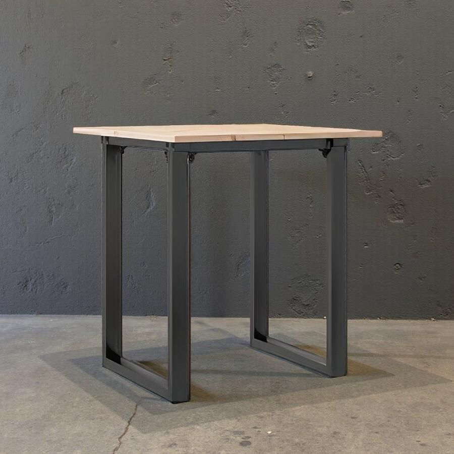 Tribe Industriële Eettafel Massief Grenenhout & Staal – 60x60x75 cm – Compacte Keukentafel voor 2-4 Personen – Houten Tafel Zwart –