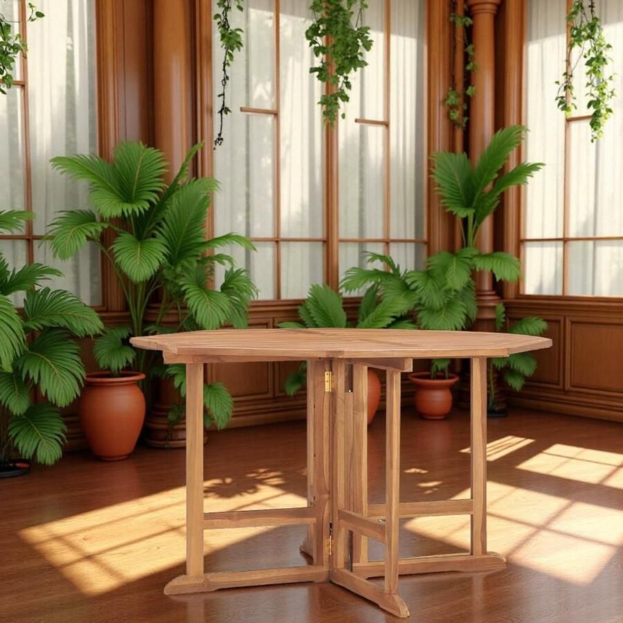 Tribe Inklapbare Tuintafel Massief Teakhout 110x110x75 cm – Houten Eettafel voor Buiten & Binnen – Duurzame Klaptafel Vierkante Buitentafel Houten Eetkamertafel –