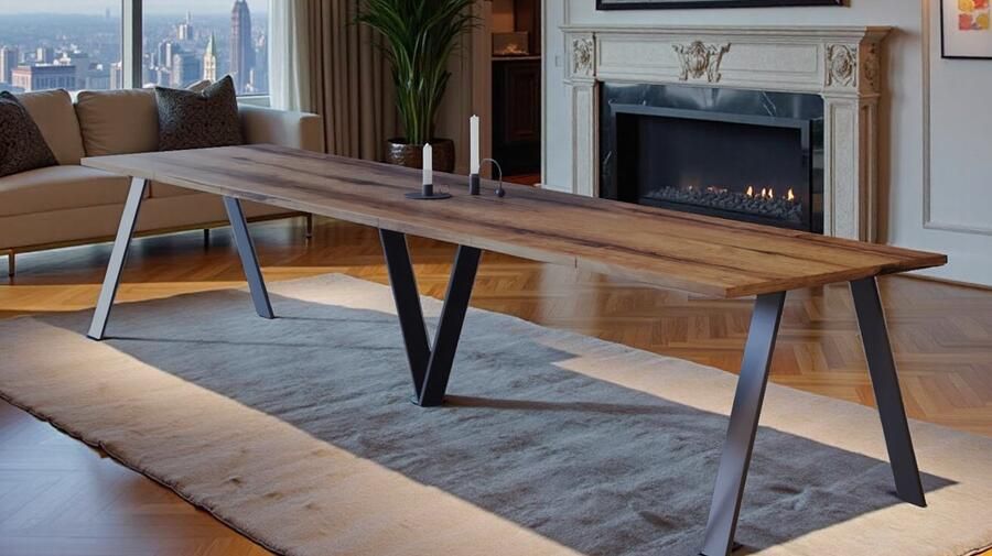 Tribe Luxe Uitschuifbare Eettafel tot 405 cm – Donker Eiken & Zwart – Voor 12 Personen