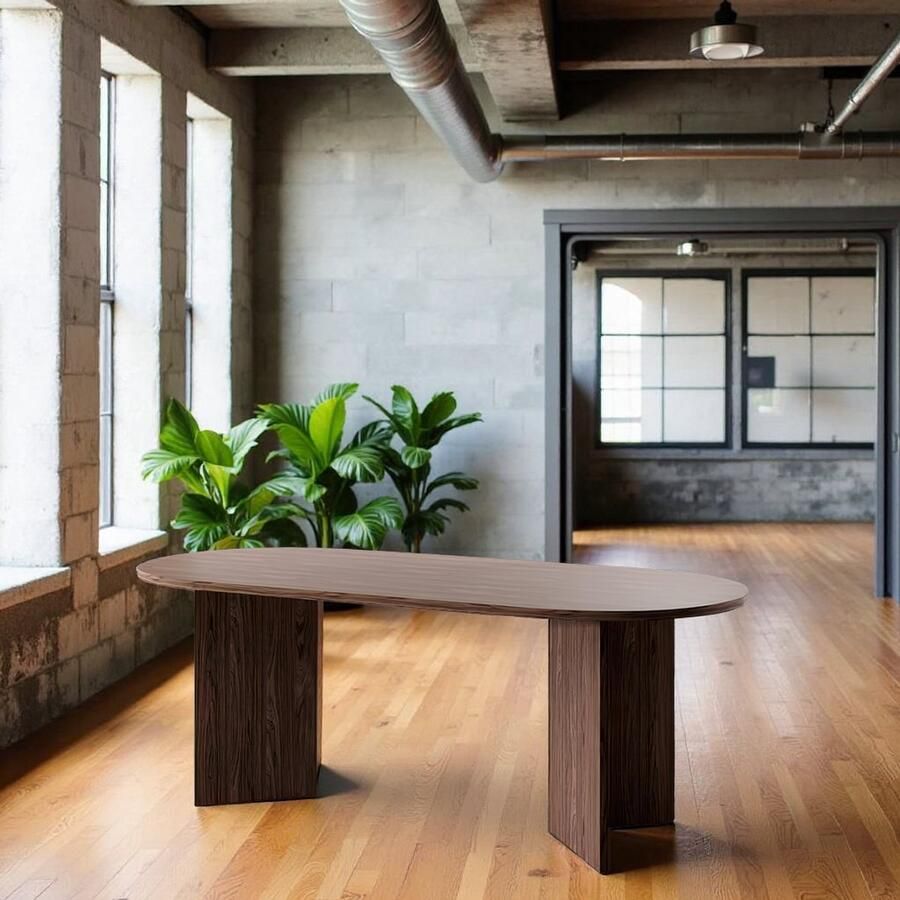 Tribe Oval Dining Table Wisconsin Walnut 204 x 90 cm – Modern Large Kitchen & Dining Room Table – Elegant Wooden Design –