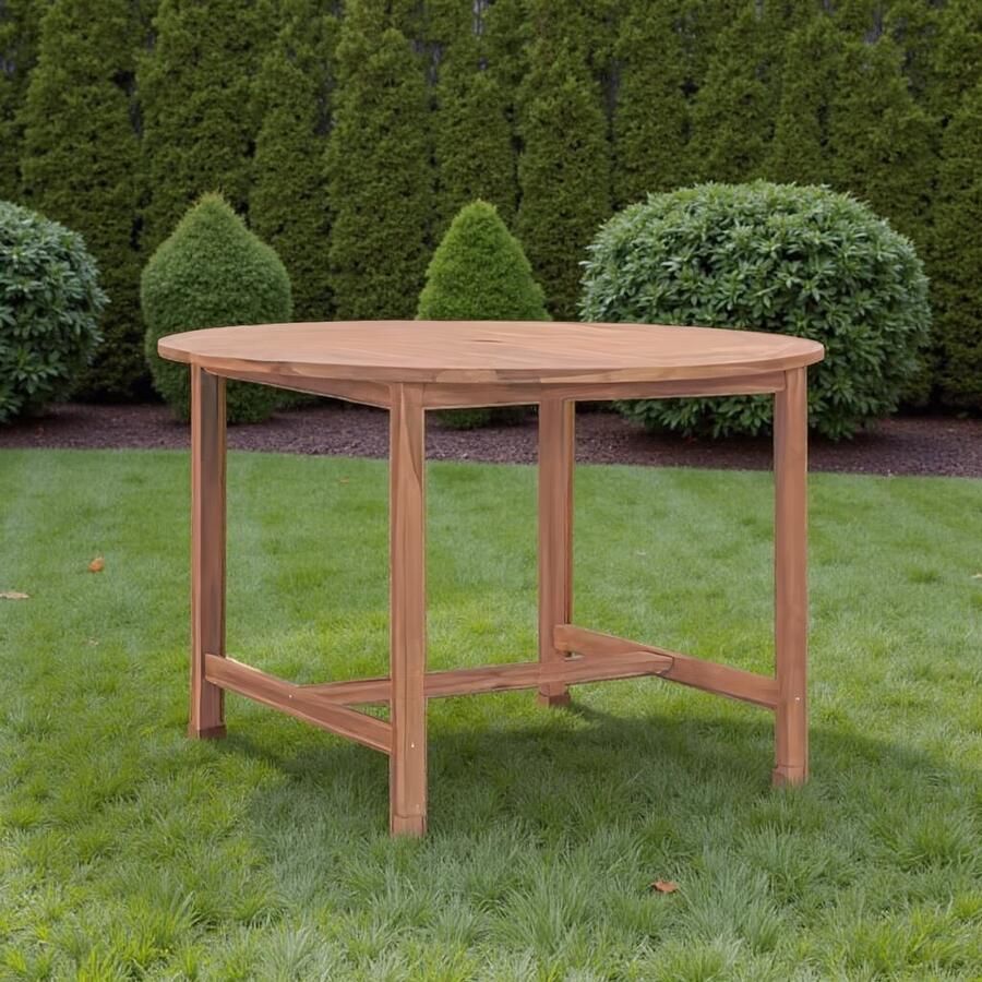 Tribe Ronde Tuintafel Ø110x75 cm Massief Teakhout – Weerbestendige Eettafel voor Binnen & Buiten – Luxe Houten Tuin- en Keukentafel –
