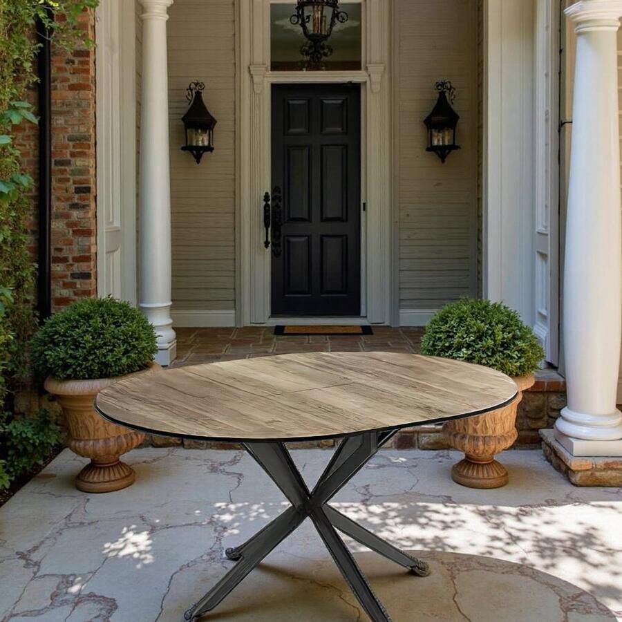 Tribe Uitschuifbare Ronde Eettafel Luxe – Zwart Rustiek Eiken – 120-160 cm – Moderne Design Keukentafel voor 4-8 Personen –