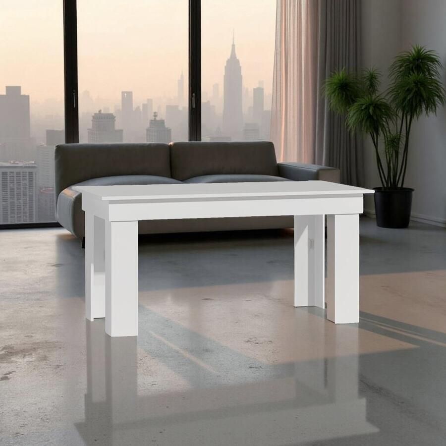 Tribe Witte Eettafel 160x80 cm – Rechthoekige Keukentafel met 4 Poten – Moderne Familietafel voor 4 Personen – Duurzame Houten Tafel –