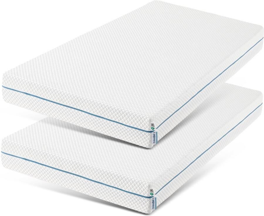Tribesigns 2 Stuks Matras 90x200 20cm dik HR Koudschuim Contour Gesneden 7-Zone S-vormig Ergonomisch Kielontwerp Afneembare Tijk Wasbaar