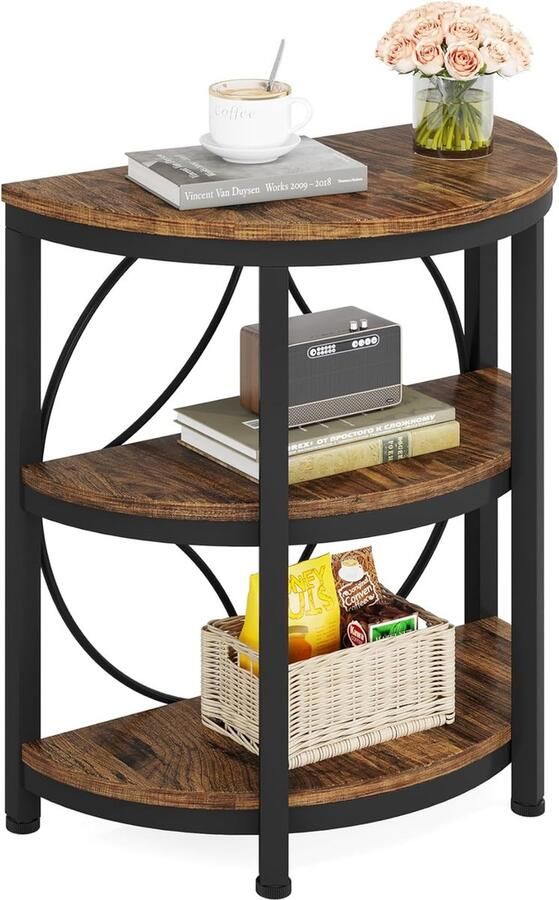 Tribesigns Bijzettafel Bedtafel Zijtafel 30 x 60 x 66 cm Nachtkastje Kleine Salontafel voor Woonkamer Slaapkamer Bruin