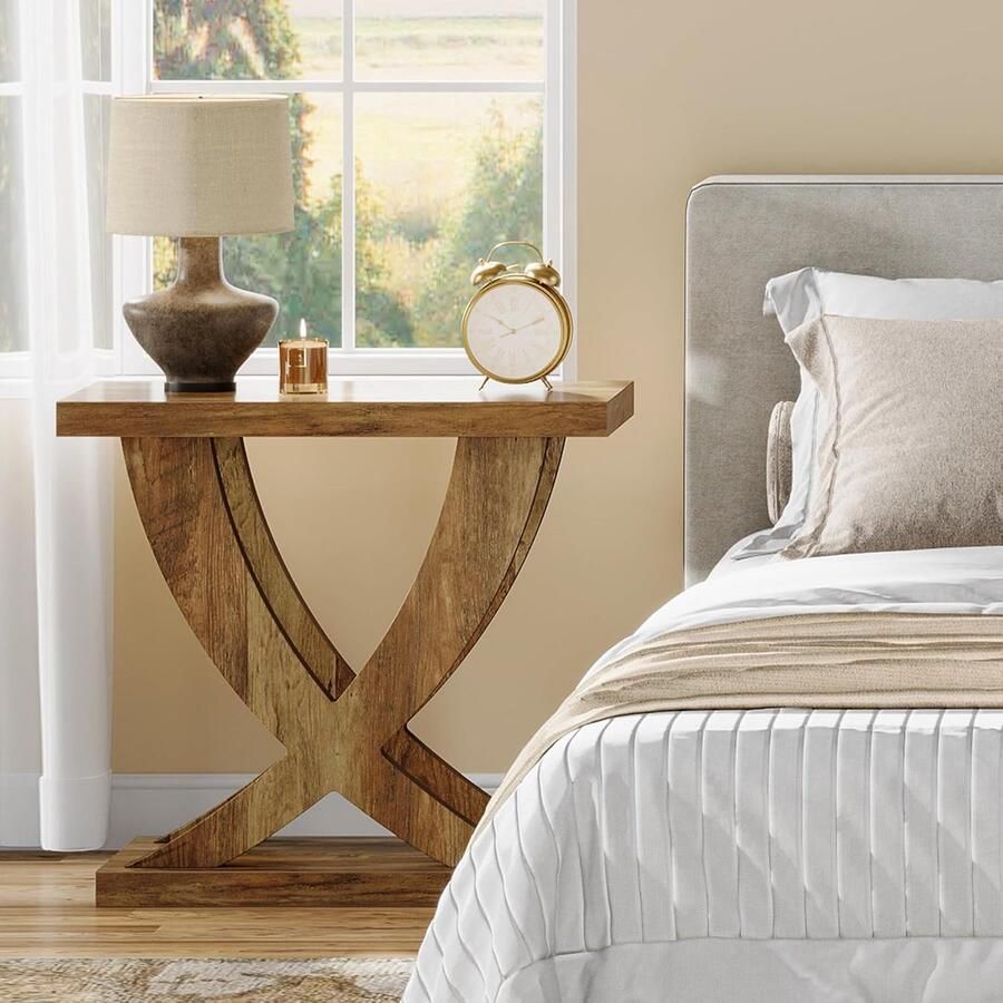 Tribesigns Bijzettafel Vierkant Tafeltje Bijzet Tafel Koffietafel Nachtkastje 60x30x60 cm Retro Houtnerf